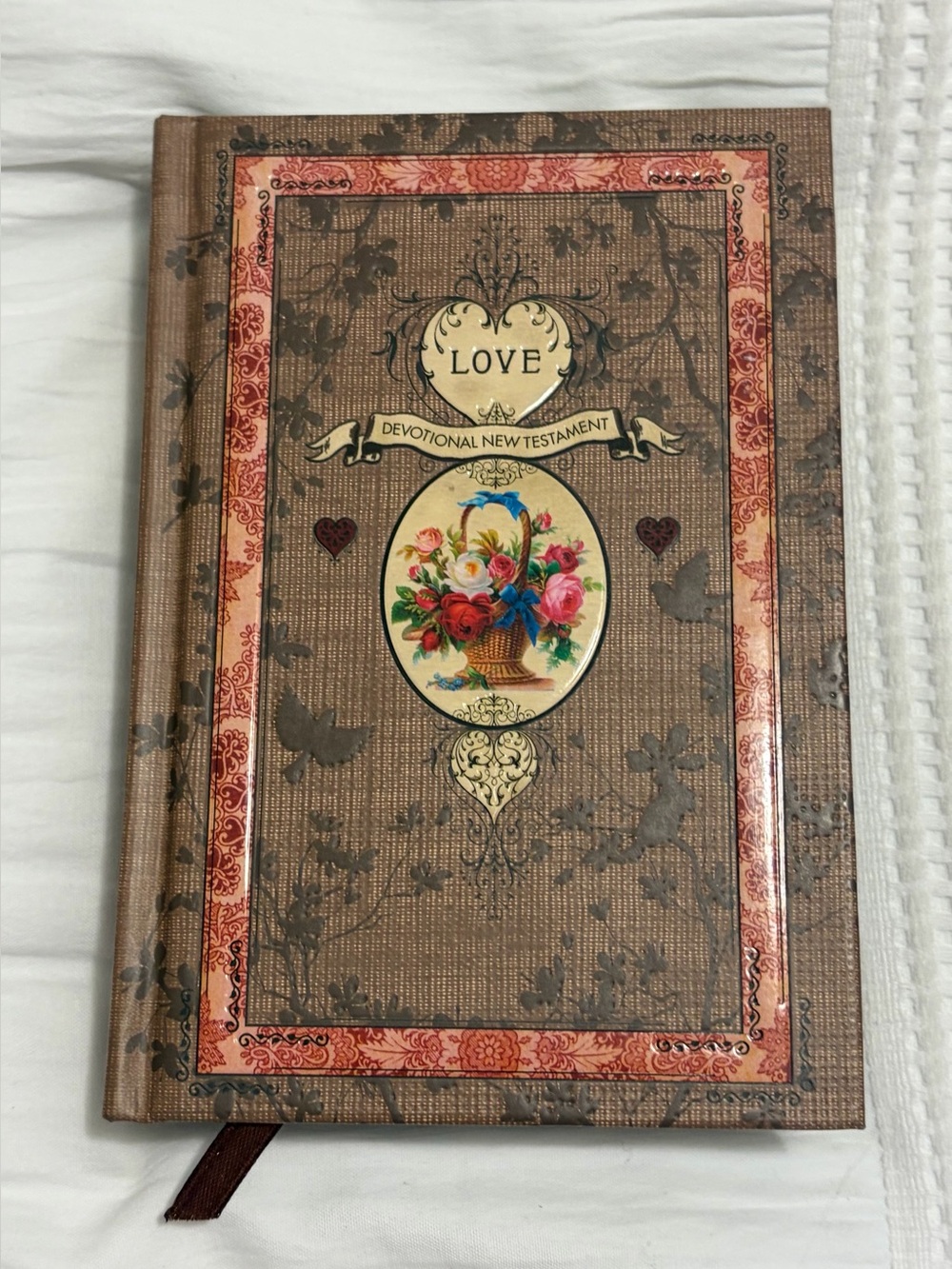 Love Devotional New Testament Bible Floral Hardcover Ribbon Marker Book